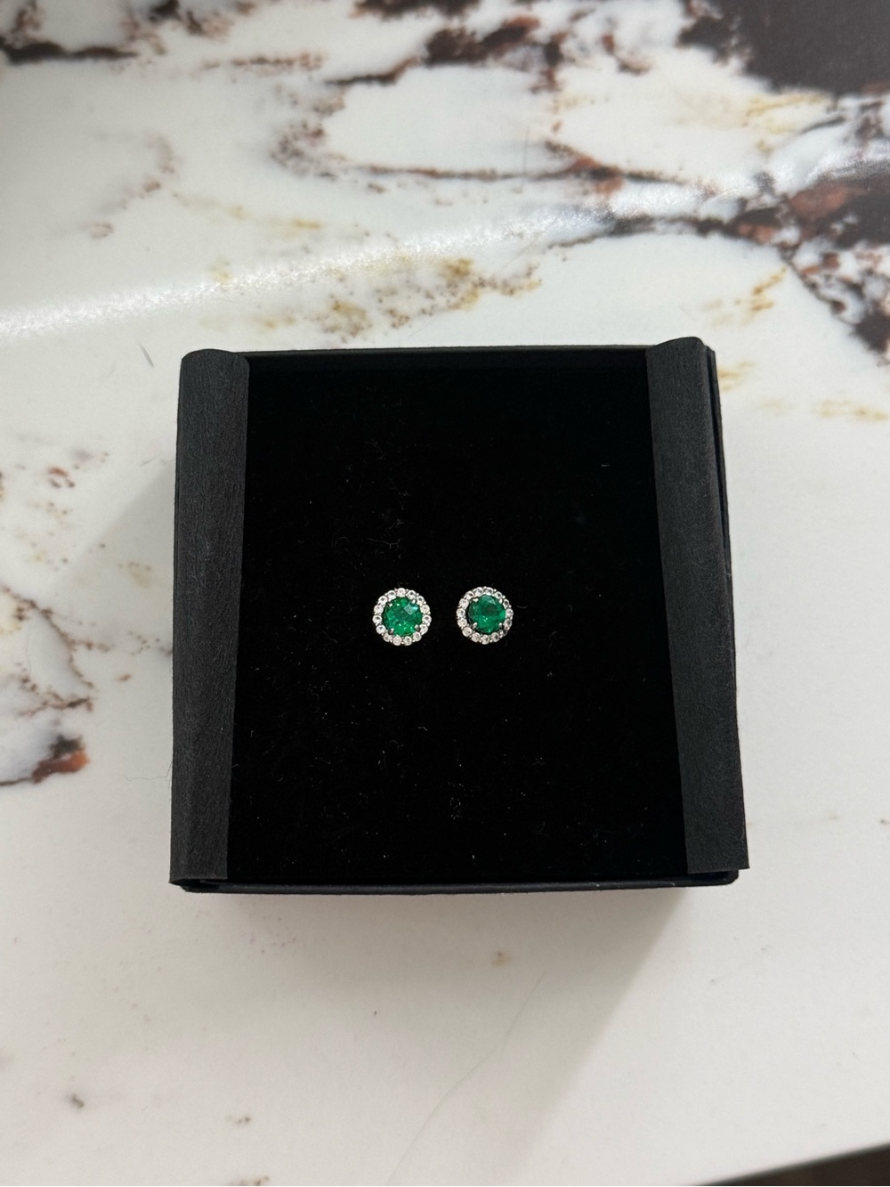 MSRP $525 Solid White Gold 10K Stud Earrings emerald